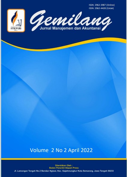 					View Vol. 2 No. 2 (2022): April : Jurnal Manajemen dan Akuntansi
				