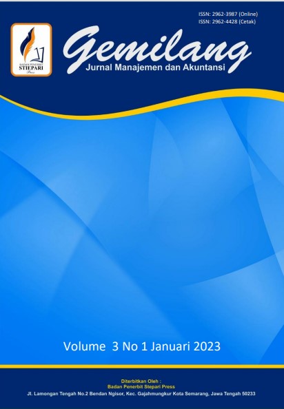 					View Vol. 3 No. 1 (2023): Januari : Jurnal Manajemen dan Akuntansi
				